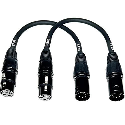 CNCESS CESS-017 аудио кабел XLR5M-XLR3F с 3-пинов конектор XLR и 5-пинов XLR конектор за микрофон, 2 бр.