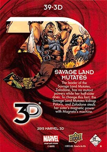 2015 Горната Палуба Marvel 3D Линзовидная 3D Неспортивная Търговска карта 39 -3D Savage Land, Мутира