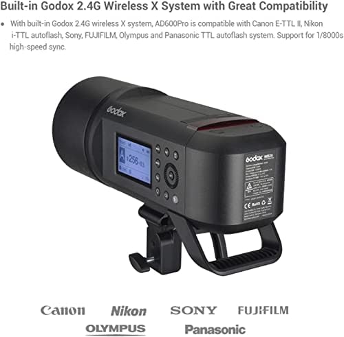 Светкавица Godox AD600 Pro AD600Pro Godox за фотоапарат Nikon Canon, Sony, Fujifilm Olympus, Panasonic, вградена безжична