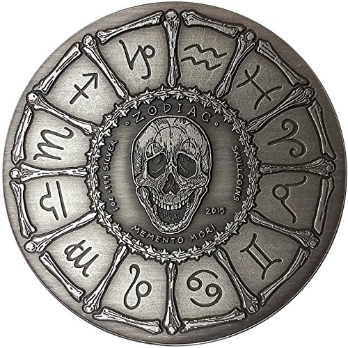 Монети SkullCoins LEO - 2015 Memento Mori Series Zodiac 7 - Сребърни кръгли с антични завършени с тегло
