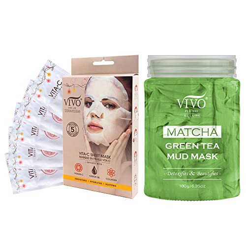 Включва Маска с витамин С Vivo За Леи и Набор от маски от зелен чай Мача Vivo За Lei