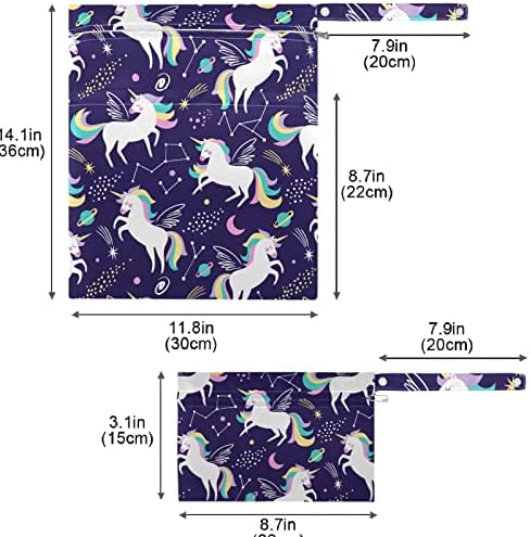 ZZXXB Unicorn Constellation Водоустойчив Влажна Чанта за многократна употреба Текстилен Влажна Пелена Суха Чанта
