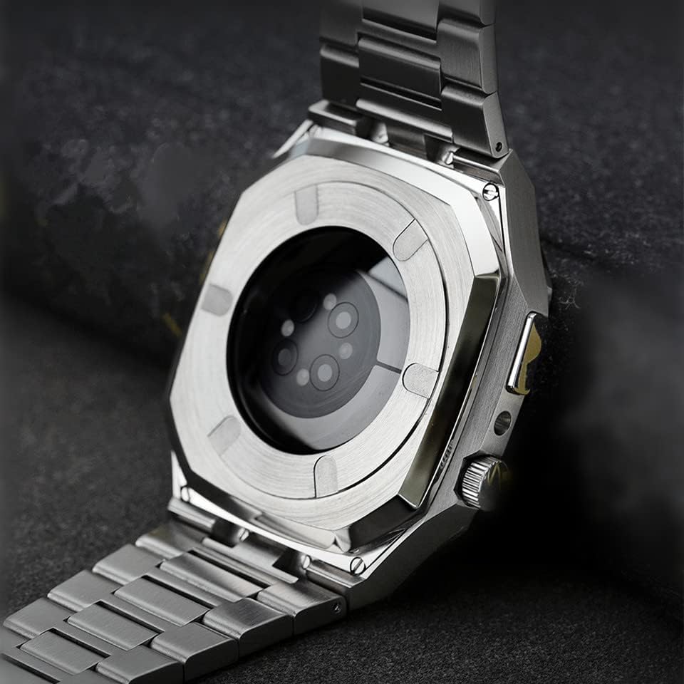 Луксозен здрав корпус от неръждаема стомана 316L с метална каишка за Apple Watch Band 41 мм 44 мм 45 мм, метален