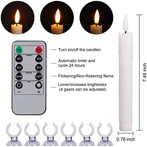 VIODAIM Беспламенные Конични Свещи, работещи на батерии: Блестящо Беспламенные led алуминиева Дограма свещи с дистанционно