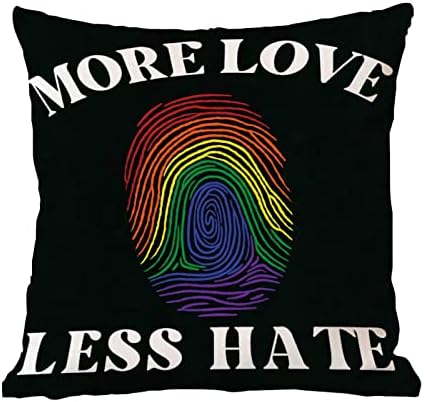 Пол Равенство ЛГБТК Гей Гордост Лесби Калъфка Повече Любов по-Малко Омраза Дъгова Калъфка с Пръстови Отпечатъци