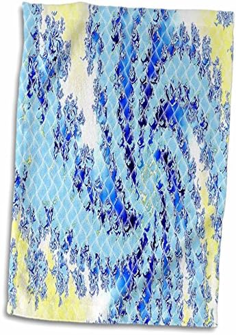 3D Роза Флорен - Фрактали - Изображение на жълто и Синьо квадратче Фрактал - Кърпи (twl-233036-1)