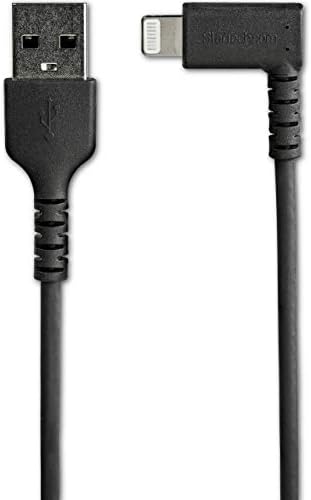 StarTech.com здрав кабел USB A за Гръмотевична дължина от 6 фута (2 метра) - Черно 90-инчов правоъгълен кабел за зареждане