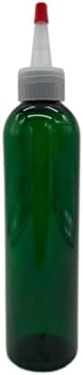 6 Опаковки по 8 унции-Зелени Пластмасови бутилки Cosmo – Natural Yorker с Червени връхчета - за Етерични масла, Парфюмерия,