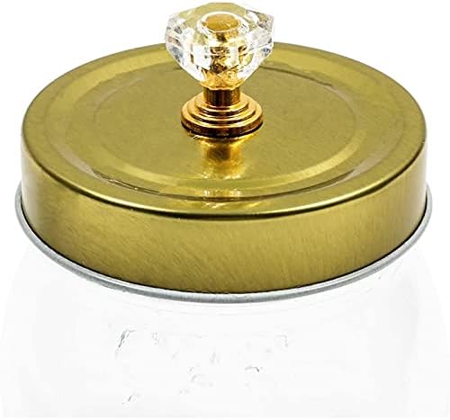 Стъклени Съдове за Тоалетна масичка със Златни Капаци, Комплект за Баня Mason Jar (3 опаковки)