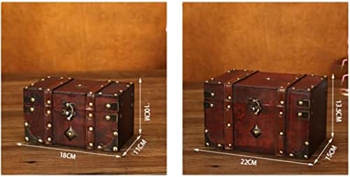 JAHH Ретро Съкровище Ретро Дървена Кутия За Съхранение в Старинен Стил Органайзер за Бижута за Украшения (Цвят: