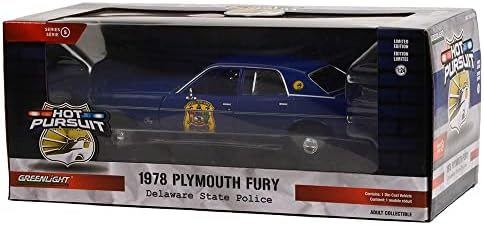 Колекционерска стойност Greenlight 85552 Hot Pursuit Plymouth Fury 1978 г. съобщение на Полицията на щата Делауеър