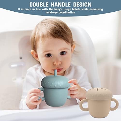 Детски силиконови Сламки за чаши BEBUNUO - 2-в-1 За малки закуски Със защита от разливане - За деца на възраст над