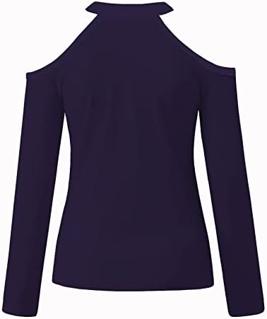 NOKMOPO/ Дамски Блузи-Ризи, Модни и Ежедневни Темпераментен Блуза с V-Образно деколте и открити рамене, Висячая Секси Блуза с дълги ръкави
