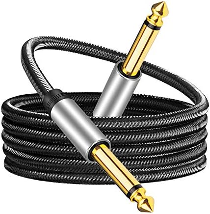 Инструментален кабел Jelly Tang 6,35 mm 6 фута Сребрист цвят Премиум-клас 6,35 мм Моно Жак 1/4 TS кабел За Несбалансированных Китара кръпка-кордов/Инструментален кабел от мъжет