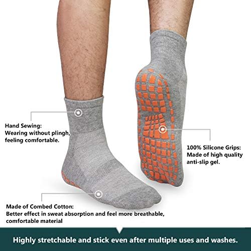 Нескользящие Чорапи за Мъже, Домашни Чорапи с Дръжки, 3 Двойки, Мини, За Йога, Пилатес, подовата настилка е Паркет, Болнични Чорапи-Чехли
