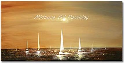 Skyinbags Голяма Ръчно Рисувани, Съвременна Живопис с маслени Бои Върху Платно, Абстрактни Морски пейзажи и Лодките,