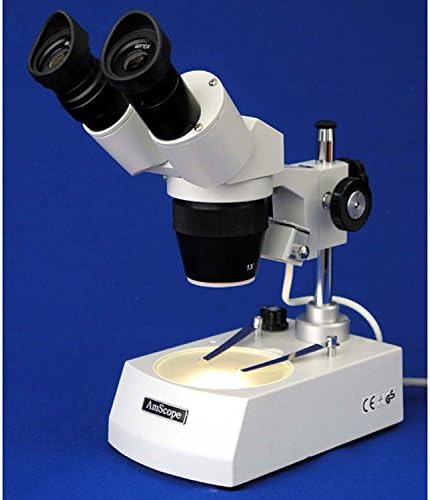 Бинокъла на Стереомикроскоп AmScope SE307-P, Окуляры WF10x, 10-кратно и 30-кратно увеличение, обектив 1X и 3X, Горния
