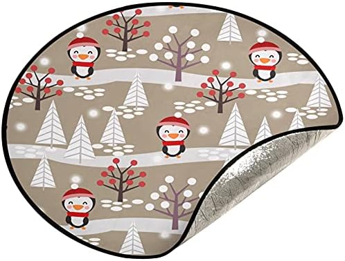 visesunny Коледен Сняг Пингвин Животно Коледно Дърво Мат Поставка за Дърво Подложка За Защита на Пода Впитывающая Поставка