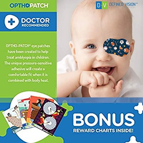 Очни ленти OPTHOPATCH за бебета - Дизайн Забавни Boys - 60 + 10 Бонус Хипоалергенни Памучни бинтове и без латекс, Свръхчувствителни