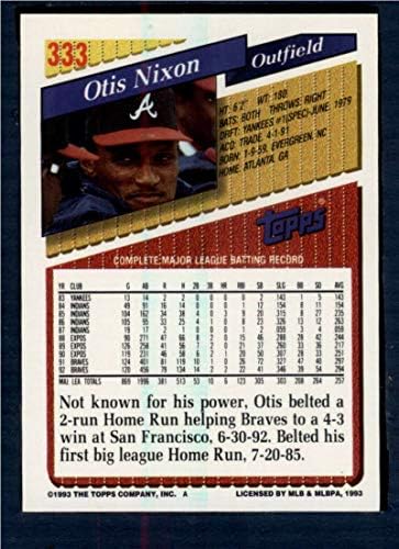 1993 Topps 333 Отис Никсън Ню Йорк-Бейзбол Атланта Брейвз