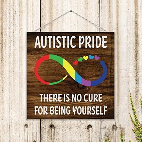 Аутизъм Безкрайност Гордостта на Сърцето Бъди Себе Си Дървен Знак Знак на Осъзнаване на Аутизъм Парче от Пъзела Подкрепа