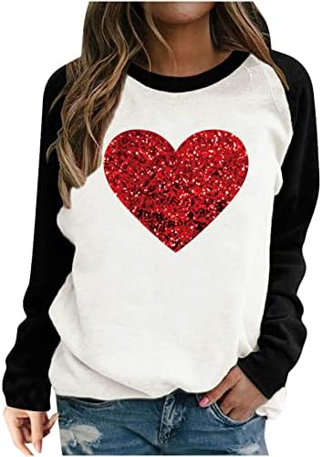 Дамски Блузи Love Heart Tree Графични Тениски, Ризи с дълъг Ръкав за Жени, Свитшоты с Кръгло Деколте, Пуловер за Свети