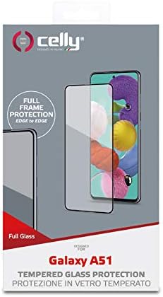 Защитно фолио Celly за Samsung Galaxy A51, Закалено стъкло твърдост 9H, Защита от пръстови отпечатъци и драскотини, Черен