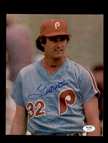 Стив Карлтън, PSA DNA Coa, Подписано Автограф върху снимката 8x10 Филис - Снимки на MLB с автограф