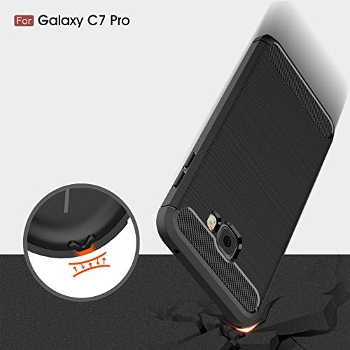 Калъф за Samsung Galaxy C7 Pro, Калъф, изработени от въглеродни влакна Manyip TPU, Ултра-Тънък калъф, Лъскав нескользящий