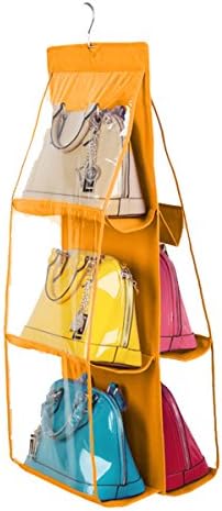 MEOLY Голяма Прозрачна чанта с 6 джобове За съхранение, Защита от прах, Калъф за Чантата си, Прозрачна Висулка