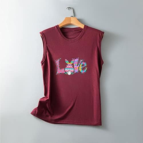 Великденски Върховете на Бретелях за жени, Тениска с изображение на Заек Бъни, Лятна Модна Тениска с Великден Принтом,