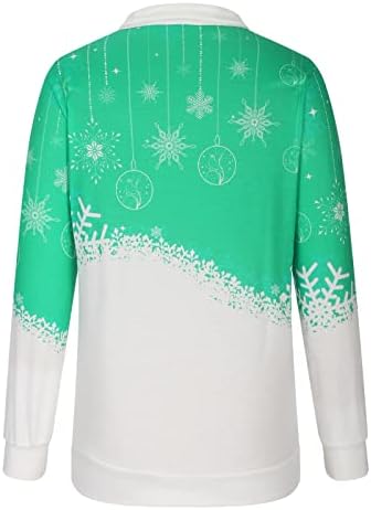 Пуловер с цип с една четвърт, Женски Забавни Коледни Жилетки, Свободни Ежедневни Ризи със Странична Цепка и яка-часова,
