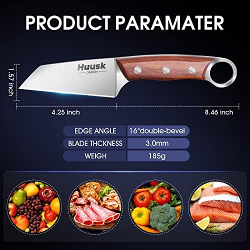 Huusk Японски Нож Малко Месо Нож Преносими Кухненски Ножове за Стек Плодове Нож за Обезкостяване на Зеленчуци от Въглеродна