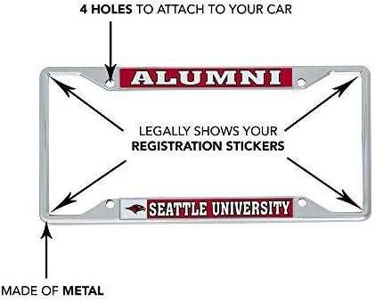 Метална рамка регистрационен номер Redhawks Университета в Сиатъл за предната или задната част на превозното средство с официален лиценз (Алумни)