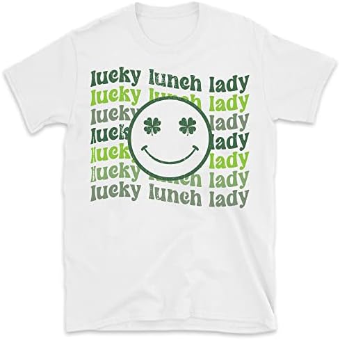 Тениска Лъки Lunch Лейди С Смайликом във формата на Ирландски Централи в Деня на Св. Патрик, Тениска Lunch Lady, Тениска