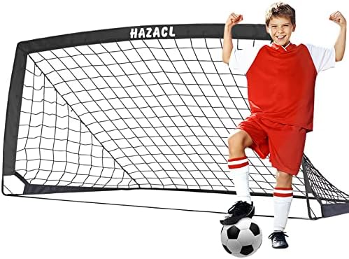 Футбол порта на Hazacl Kid за задния двор 6x4FT Преносими Футболни Мрежи за задния двор Големи Изскачащи Футбол Порта на Окото с чанта за носене на закрито или на открито