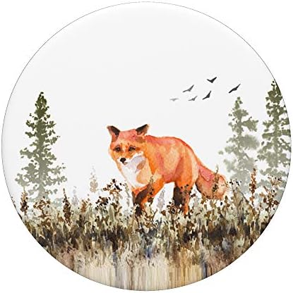 Red Fox Акварел Природа Гора Животно PopSockets PopGrip: Замяна дръжка за телефони и таблети