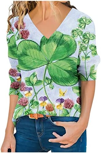 Забавна Тениска St Pat ' s Paddy Patrick с V-образно деколте Дамски Блуза с дълги ръкави и Закаткой, Ирландският