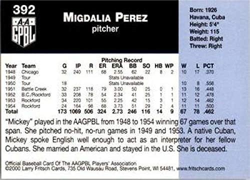 2000 AAGPBL Серия 3 Бейзбол #392 Мики Перес Рокфорд Пичес RC Нов Официалната картичка Всеамериканской женската професионална бейзболна лига, направена Лари Фричом.