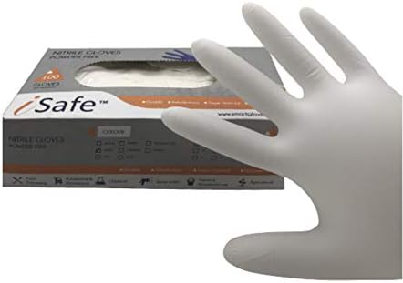 Нитриловые ръкавици iSafe - Бели, Малки, Нестерильные, Двустранен, за Еднократна употреба, Меки с текстурированными върховете,