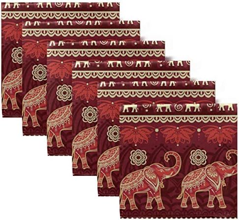 ENEVOTX Кърпички Вечерни Слон Етнически Графични Необичайни Коктейлни Салфетки 20x20 Сантиметра, за Семейни Вечери,