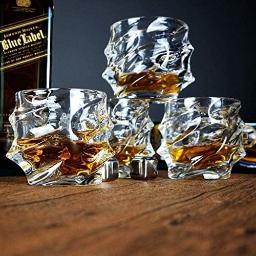 OriginalClub Комплект чаши за уиски от 4 Чаши за уиски Ултра Прозрачен цвят, Старомоден Кристал, Кристални Чаши