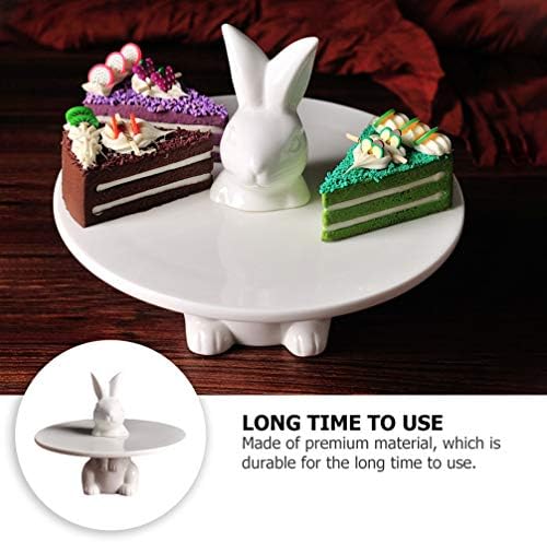 Luxshiny Поставка за Сватбената Торта, Поставка За Кифли, Керамична Поставка За Торта със Заек, Десертни Чинии
