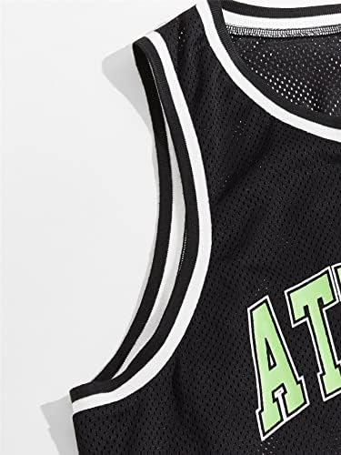 FIOXA Комплект дрехи от две части за мъже, Баскетболно риза райе с писмото модел, пълен комплект (Цвят: черен, Размер: голям)