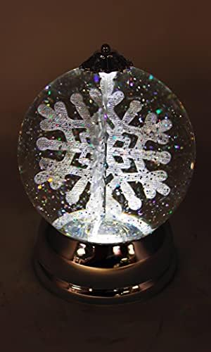 Декоративен коледен снежна топка с подсветка и въртящи снежинкой, захранван от батерии (не са включени в комплекта) - 6,5