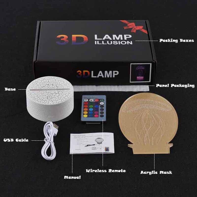 3D лека нощ Led Визуален Настолна Лампа Подарък Лампа Цветен Сензорен Пулт за Дистанционно Управление Коледен лека нощ