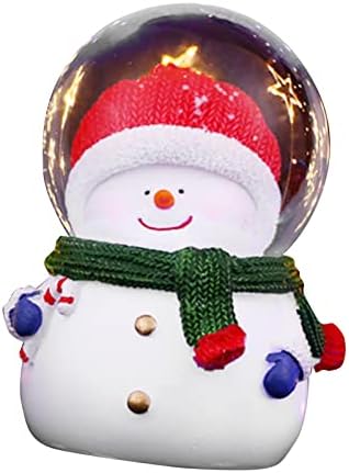 Коледен Кристална Топка, Коледен Глобус С Подсветка От Смола, Декорация с Пайети, Задвижвани от батерия, Нежен Подарък за Празника (Голям Снежен човек)