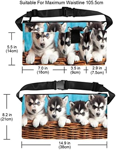 Поясная чанта за четири Кученца Хъски с 4 Джоба с цип, Подаръци за спорт, Тренировки, Пътувания, Движение, Ежедневни Поясная