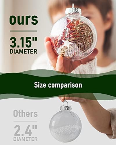 TERULF Прозрачна Пластмасова Пълни с Коледна топка за занаяти собствените си ръце, Прозрачни Украса за декор Коледно - Опаковка от 24 броя (на 3.15 /80 мм)