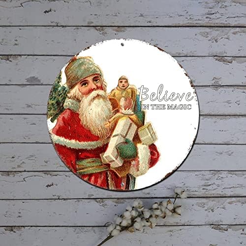 Метална Табела весела Коледа във Викториански стил Дядо Вярва в Магията на Кръгла Метална Лидице Знак Коледни Стенни